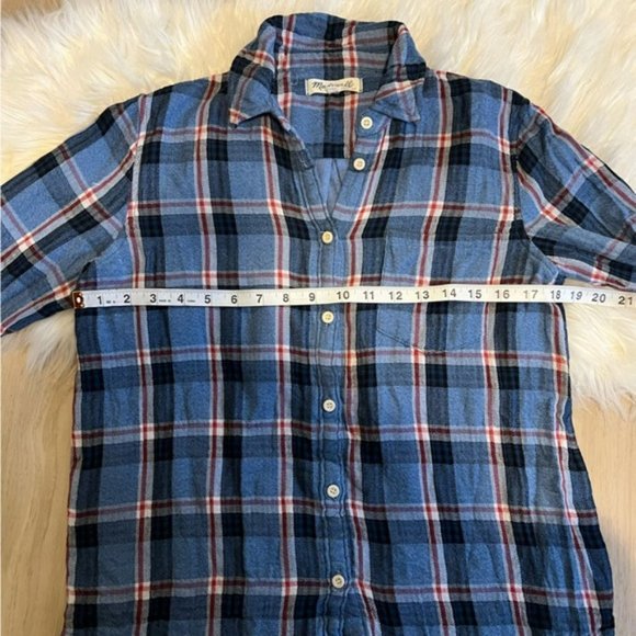 Madewell Blue Plaid Flannel - Picture 8 of 10
